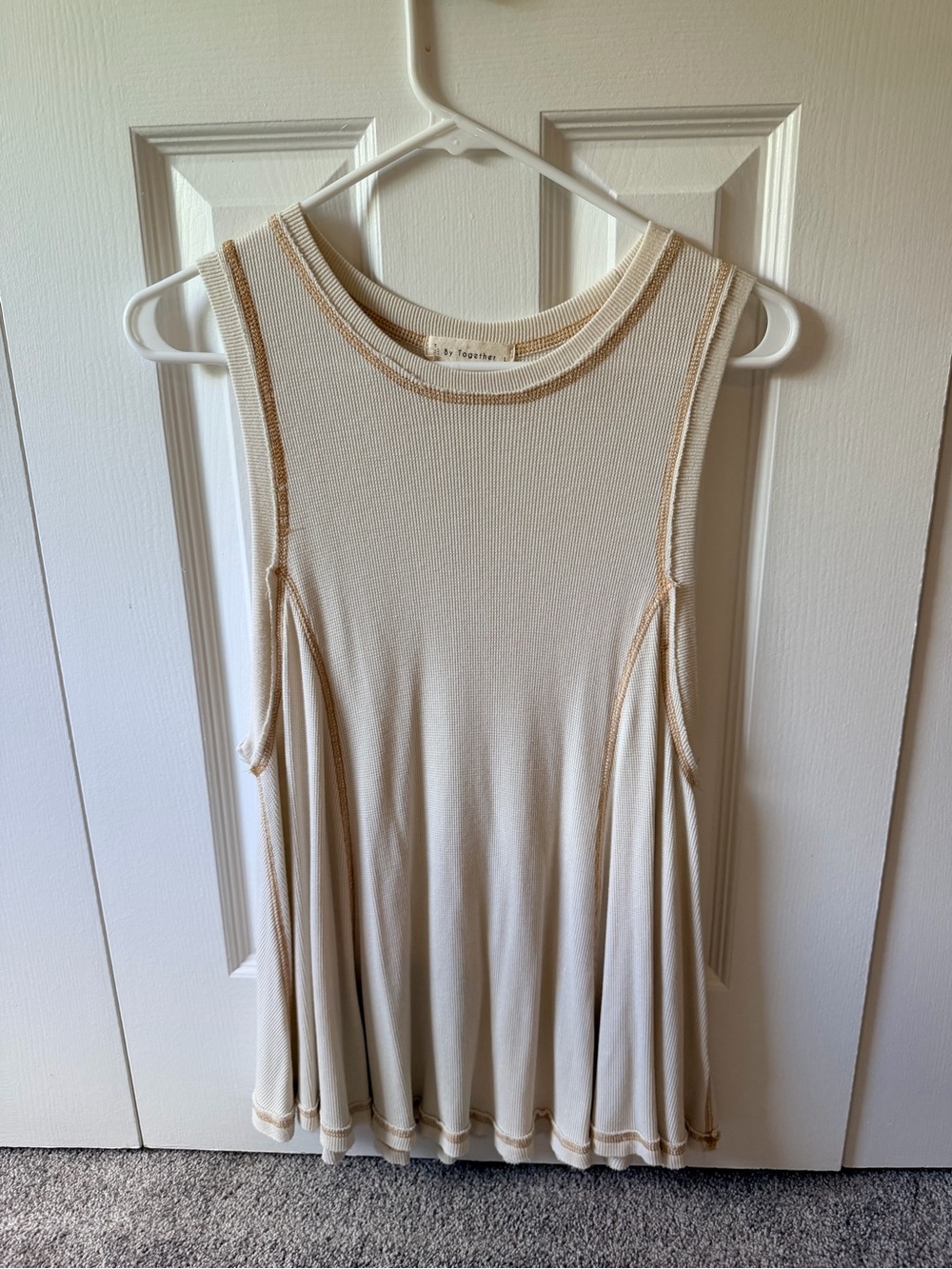 By Together Cream Swing Tank with Contrast Stitching